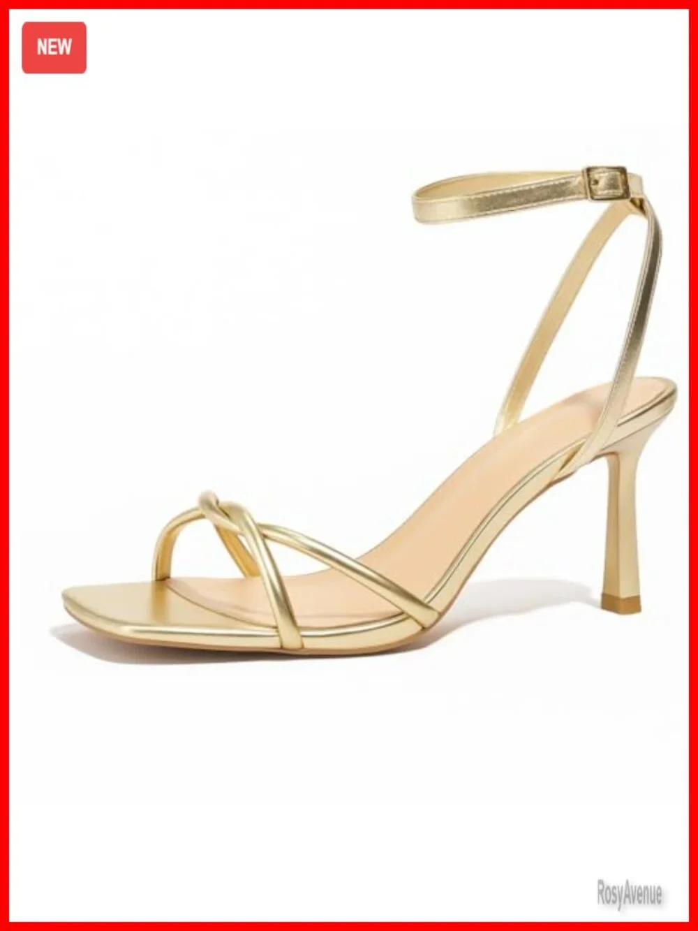 Strappy Kitten Heel Sandals Square Open Toe Ankle Strap